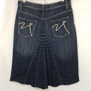 Vanilla Star Denim Jean Skirt High Low Embroidery